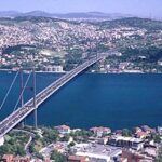 Estambul (Istanbul), vista aérea del puente sobre el Estrecho del Bósforo