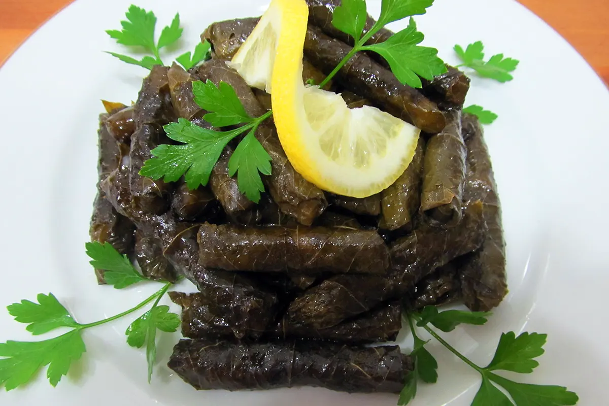 hojas de parra rellenas de arroz (sarma)