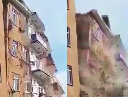 Building collapses in Turkey after earthaquake
