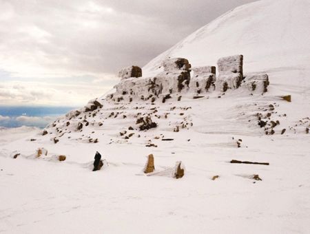 Mount Nemrut in Turkey covered by snow