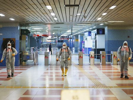 Cleaning of the metro in Ankara due to coronavirus