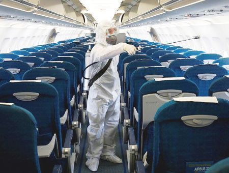 Asia, plane disinfection for coronavirus