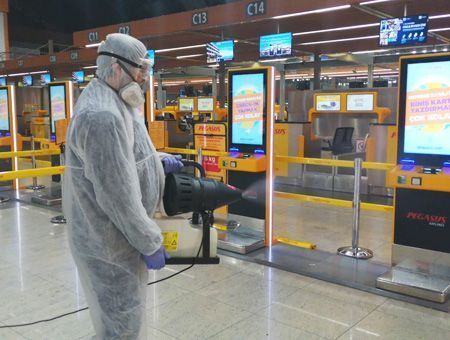 Disinfection for coronavirus at Istanbul airports