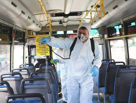 Istanbul, disinfection of buses due to coronavirus