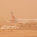 Sand storm in Canary Islands, Spain