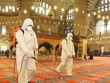Turkey, disinfection of mosque for coronavirus
