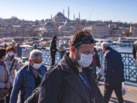 People in Istanbul with masks due to coronavirus