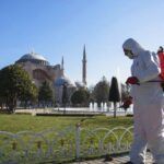 Istanbul, Sultanahmet: disinfection due to coronavirus (COVID-19)