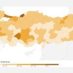 Turkey, map of coronavirus cases