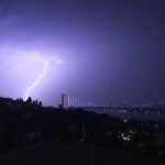 Istanbul, storm and lightning