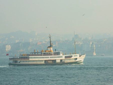 Istanbul, a ferry crossing the Bosphorus