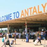 Antalya, tourists in the airport