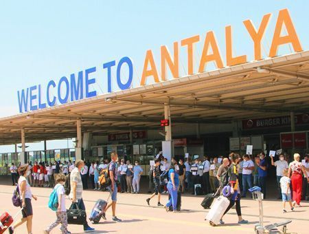 Antalya, tourists in the airport