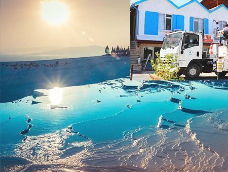 Pamukkale, white and blue colour