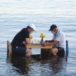 Turkey, playing chess in Lake Van