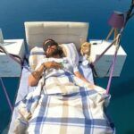 Antalya, flying paragliding on a bed