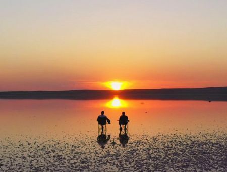 Turkey, sunset at Tuz Lake