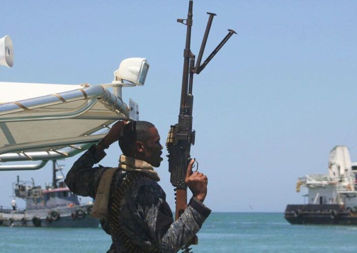 Africa, pirates kidnapping a ship