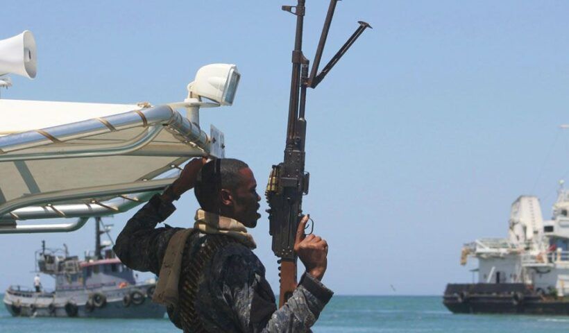 Africa, pirates kidnapping a ship