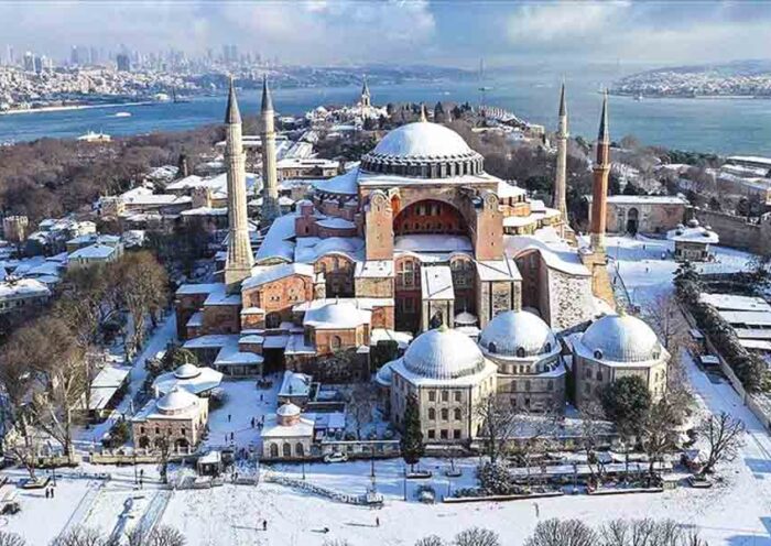 Istanbul, Hagia Sophia covered by snow