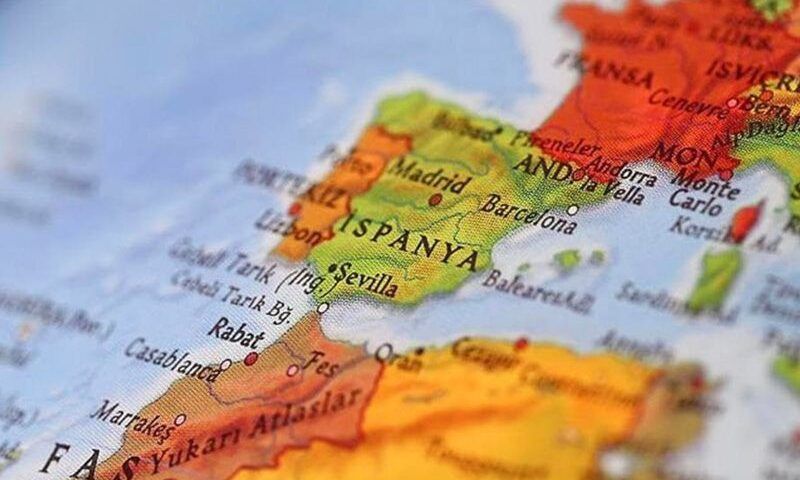 Spain in a Turkish map