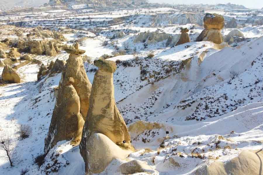 Turkey, Cappadocia covered by snow