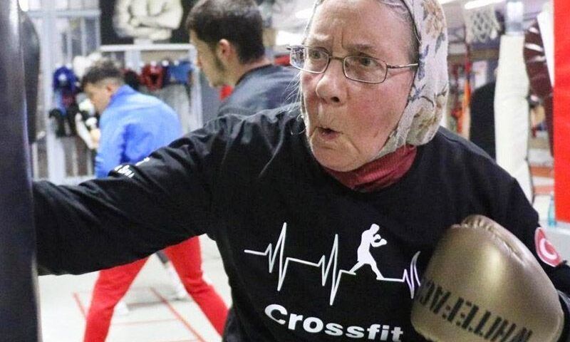 Turkey, woman with Parkinson's disease practises boxing