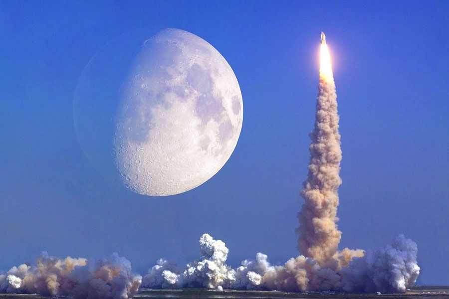 espacio, lanzamiento de cohete, Luna