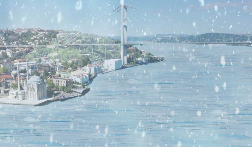 Istanbul, the Bosphorus frozen in a near future