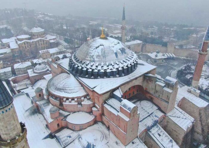 Istanbul, Hagia Sophia covered by snow