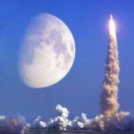 Space, rocket launch to the Moon