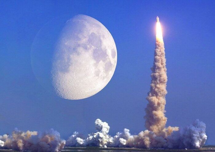 Space, rocket launch to the Moon