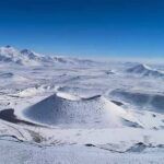 Turkey, Lake Meke crater covered by snow