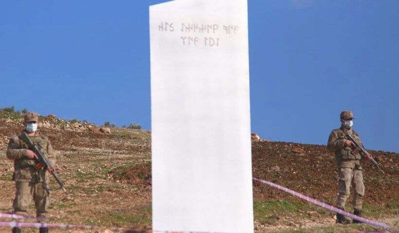 Turkey, monolith near Göbeklitepe