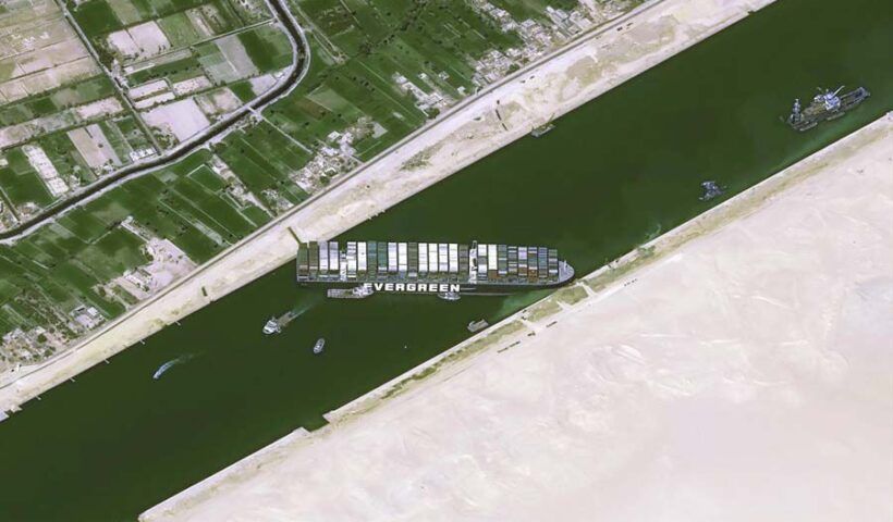 Egypt, ship blocking the Suez Canal