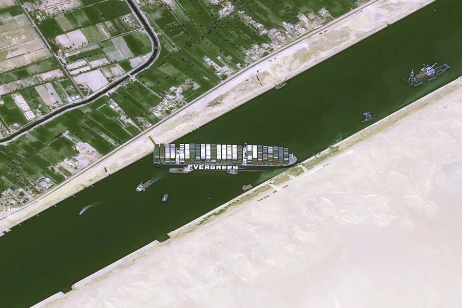 Egypt, ship blocking the Suez Canal