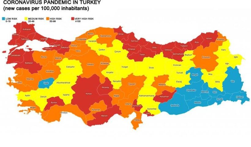 Turkey, coronavirus risk map