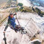 Turkey, paragliding on a motorbike over Pamukkale