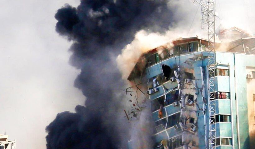 Israel, destruction of building of Al Jazeera and Associated Press in Gaza