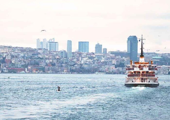 Istanbul, a ship (ferry) on the Bosphorus