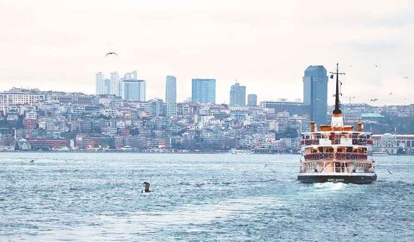 Istanbul, a ship (ferry) on the Bosphorus