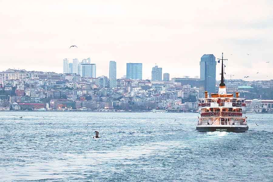 Istanbul, a ship (ferry) on the Bosphorus