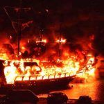 Antalya, incendio de barcos en Alanya