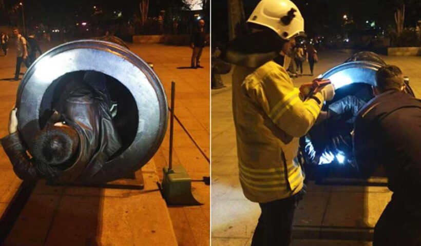 Istanbul, man stuck in a cannon
