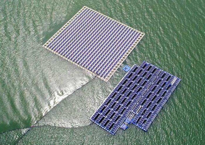 Turkey, solar panels on lake