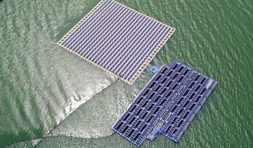 Turkey, solar panels on lake