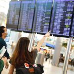 airport, passengers search for flights