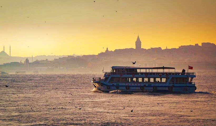 Istanbul, the Bosphorus at sunset