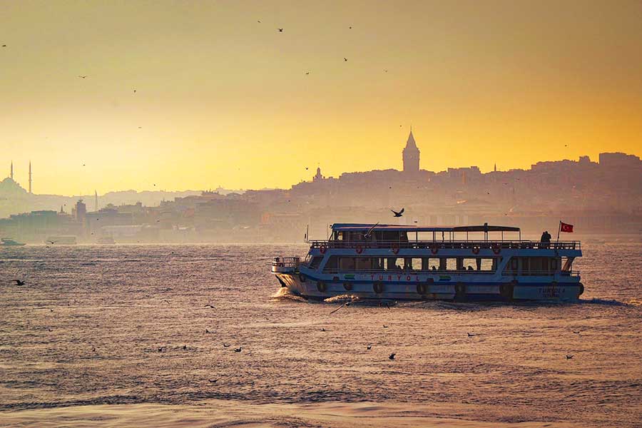 Istanbul, the Bosphorus at sunset