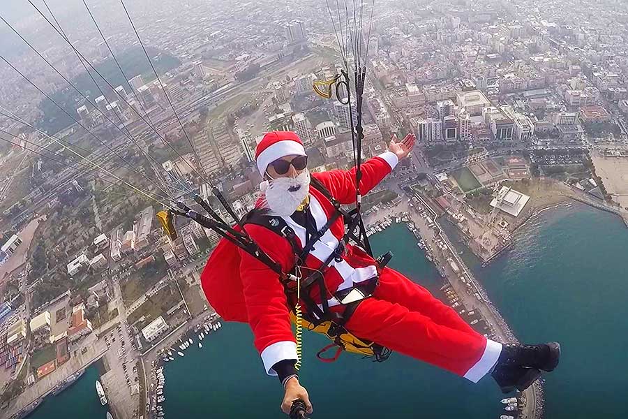 Turkey, Santa Claus paragliding